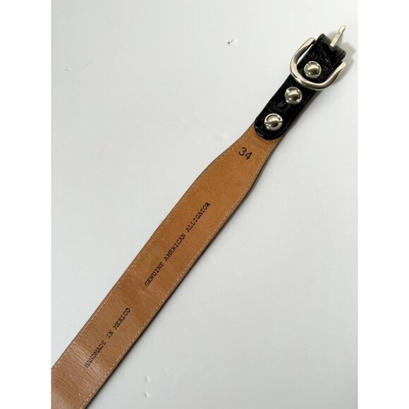 Rod Patrick Boots Mens Western Belt 1.5 in Taper 34 Genuine Black Caiman Leather - Picture 9 of 11